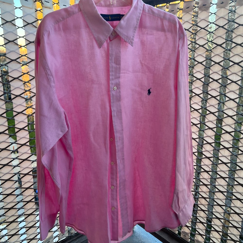 Ralph Lauren Lightweight Linen Shirt (Big & Tall) size 1XB PINK Long Sleeve